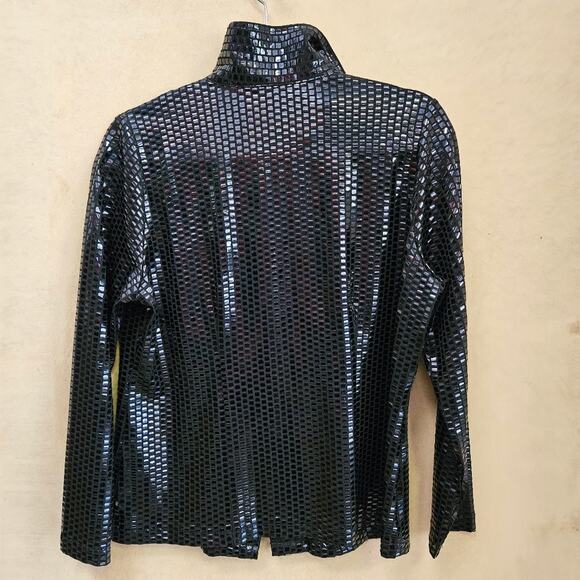 Exclusively Misook Black Patent Leather Full Zip Jacket XS - Picture 6 of 12